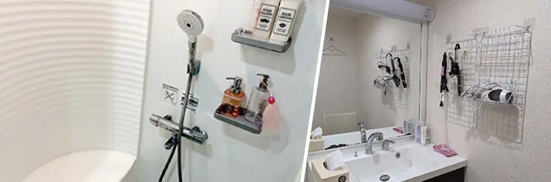 パウダールームもシャワールームも完備